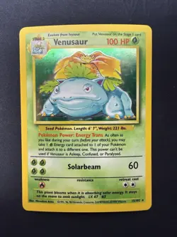 Pokemon TCG: Base Set Unlimited Venusaur 15/102 Holo Rare LP - Image 5