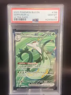 2025 Pokemon Black Bolt Serperior ex Ultra Rare 156 PSA 10 Gem Mint - Image 1