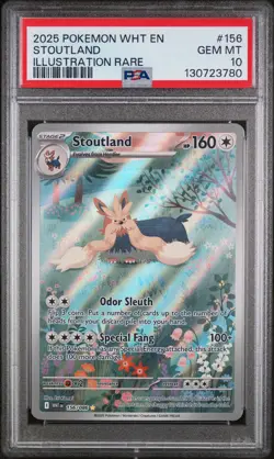 Stoutland Illustration Rare Pokemon Wht En-White Flare 156/086 PSA 10 - Image 1
