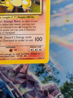 1999 Pokemon Base Set Unlimited #4 Charizard-Holo SUPER CLEAN NM 🔥 - Image 4