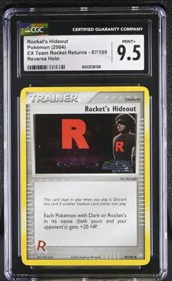 CGC 9.5 Rocket's Hideout Team Rocket Returns 87/109 Reverse Holo STAMPED Pokemon - Image 1