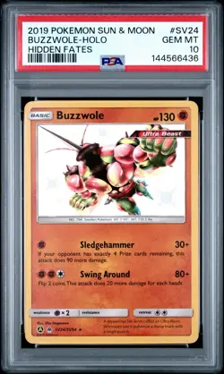PSA 10 BUZZWOLE-HOLO 2019 POKEMON SUN & MOON HIDDEN FATES #SV24 - Image 1