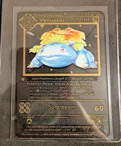 Pokemon 1st Edition CHARIZARD - BLASTOISE - VENUSAUR Base Set CUSTOM Black Metal - Image 4