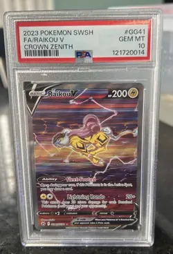 2023 POKEMON SWORD & SHIELD CROWN ZENITH #GG41 FULL ART/RAIKOU V PSA 10 - Image 1