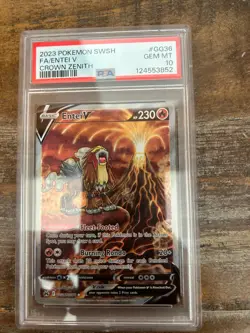 Pokemon 2023 Crown Zenith Full Art ENTEI V #GG36 PSA 10 Gem Mint RARE - Image 1