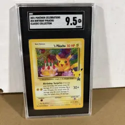 2021 Pokemon Celebrations Birthday Pikachu #24 SGC 9.5 MT - Image 1