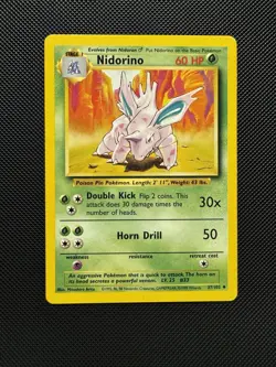 Pokemon TCG Nidorino 37/102 Base Set Uncommon LP 1999 WoTC Unlimited - Image 1