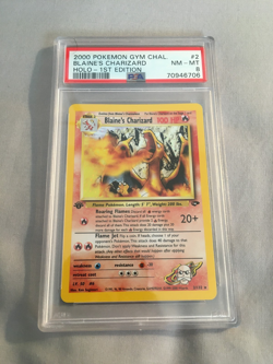 2000 POKEMON GYM CHALLENGE HOLO-1ST ED #2 BLAINE'S CHARIZARD PSA 8 SWIRL - Image 1