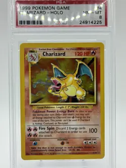 1999 Pokemon Base Set Unlimited #4 Charizard-Holo PSA 8 - Image 1