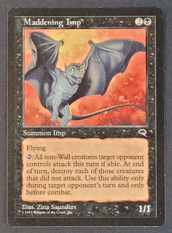 MTG - 1x Maddening Imp - Tempest - LP/LP+ - Vintage Black - Magic The Gathering - Image 1
