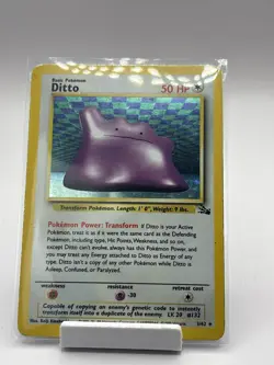 Pokemon Card Ditto 3/62 Fossil Set Holo Rare 1999 WOTC TCG - Image 1