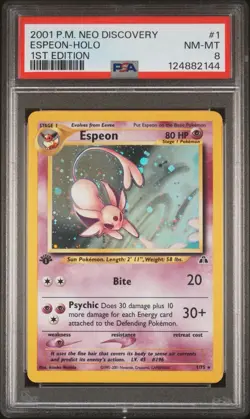 2001 POKEMON NEO DISCOVERY 1 ESPEON-HOLO 1ST EDITION PSA 8 - Image 1