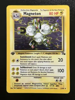 MAGNETON Pokemon Card - WOTC - 1st Edition - Fossil - 11/62 - HOLO - NM (A) - Image 1