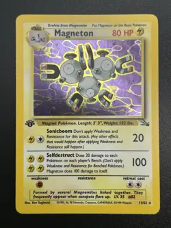 MAGNETON Pokemon Card - WOTC - 1st Edition - Fossil - 11/62 - HOLO - NM (A) - Image 2