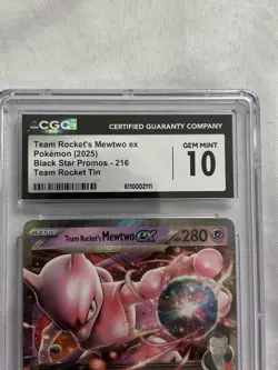 Team Rocket's Mewtwo ex 216 Black Star Promo EX Holo CGC 10 Pokemon TCG Card - Image 3