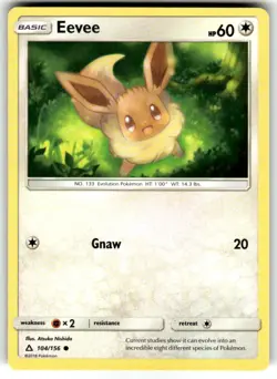 Eevee 104/156 SM - Ultra Prism Common Pokemon Card NM - Image 1