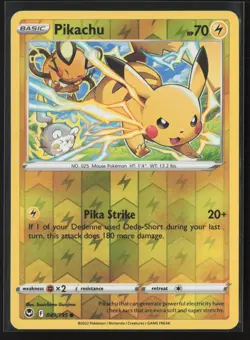 Pikachu 049/195 Common Silver Tempest Reverse Holo Near Mint - Image 1