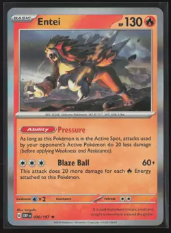 Entei Rare SV03: Obsidian Flames 030/197 NM Pokemon Card Holo - Image 1