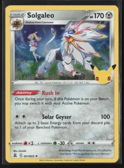Solgaleo Holo Rare Celebrations 021/025 NM Pokemon Card - Image 1