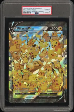 PSA 10 - 2021 POKEMON SWSH BLACK STAR PROMO PIKACHU V-UNION JUMBO - Image 1
