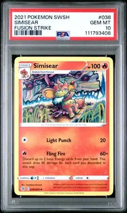 PSA 10 - 2021 POKEMON FUSION STRIKE 038 SIMISEAR | POP 1 | Tomokazu Komiya - Image 1