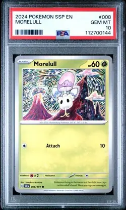 PSA 10 - POKEMON SSP EN-SURGING SPARKS 008 MORELULL | TOMOKAZUO KOMIYA | POP 1 - Image 1