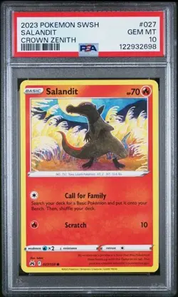 PSA 10 - 2023 POKEMON SWORD AND SHIELD CROWN ZENITH 027 SALANDIT | POP 2 | SEKIO - Image 1