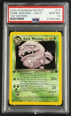 DARK WEEZING PSA 10 2000 POKEMON TEAM ROCKET 1ST FIRST EDITION #14/82 HOLO 6362 - Image 1