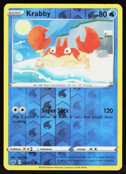 Krabby 043/202 Common Sword & Shield Pokemon Reverse Holo Near Mint - Image 1