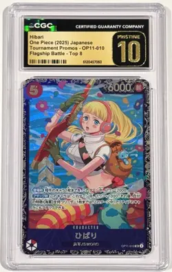 2025 One Piece Hibari OP11-010 Flagship Battle Top 8 Promo CGC 10 Pristine - Image 1