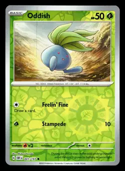 Oddish 001/197 Obsidian Flames NM Reverse Holo Pokemon Card TCG - Image 1