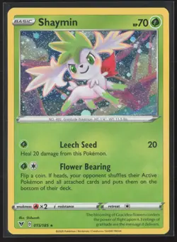 Shaymin Cosmos Holo Rare SWSH04: Vivid Voltage 015/185 NM Pokemon Card - Image 1