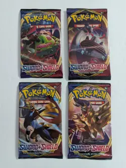 Art Set of 4- Pokemon - Sword and Shield Base Set- Booster Packs Factory Sealed - Image 1