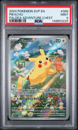 2024 Pokemon SVP en Pikachu Paldea Adventure Chest #088 Promo Card PSA 9 - Image 1