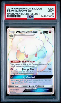Rainbow - Whimsicott GX Pokemon Sun & Moon Unbroken Bonds PSA 9 MINT - Image 1