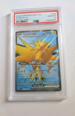 Zapdos ex 192/165 Pokemon 151 Full Art PSA GEM-MT 10 - Image 1