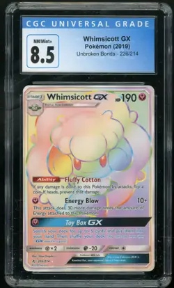 WHIMSICOTT GX (2019) Pokemon Unbroken Bonds Full Art Secret Rare 226/214 CGC 8.5 - Image 1