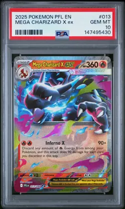 2025 POKEMON PFL EN-PHANTASMAL FLAMES #013 MEGA CHARIZARD X EX PSA 10 - Image 1