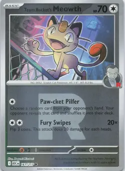 TEAM ROCKET'S MEOWTH 161/217 C ME: ASCENDED HEROES POKEMON REVERSE HOLO LP - Image 1