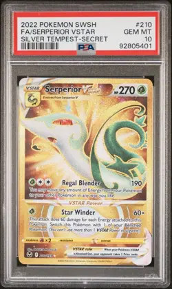 Pokemon 2022 Serperior VSTAR 210/195 Silver Tempest Gold Secret PSA 10 - Image 1
