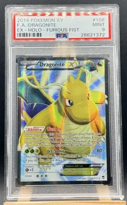 PSA 9 MINT Dragonite EX 2014 Pokemon XY FA Furious Fists 108/111 - Image 1