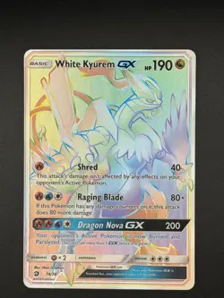 Kyurem GX White Rainbow Holo Card 74/70 Dragon Majesty Secret Edition LP+ NM - Image 1