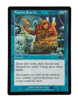 MTG Frantic Search, Urza's Legacy, LP Light Play English Magic The Gathering - Image 1