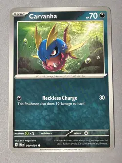 Pokemon TCG * Phantasmal Flames * 60/94 Carvanha Common * FRESH PK - Image 1