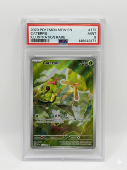 2023 Pokemon MEW English Caterpie #172 Illustration Rare PSA 9 MINT - Image 1