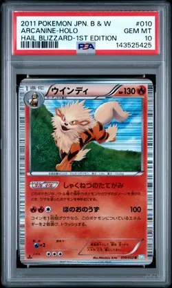 PSA 10 Arcanine Holo 010 1st Edition Hail Blizzard Pokemon Japanese - Image 1