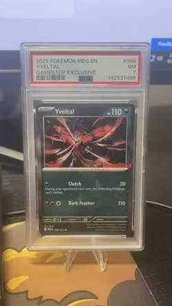 2025 POKEMON MEG EN-MEGA EVOLUTION GAMESTOP EXCLUSIVE #088 YVELTAL PSA 7 - Image 1