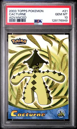2003 TOPPS POKEMON ADVANCED #21 CACTURNE PSA 10 - Image 1