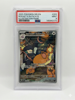 2025 Pokemon DRI English Rocket's Raticate #202 Illustration Rare PSA 9 MINT - Image 1