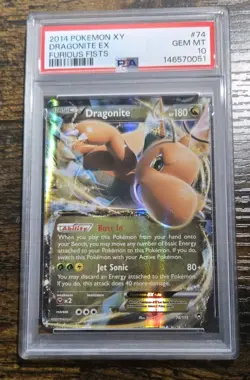 2014 POKEMON XY FURIOUS FISTS #74 DRAGONITE EX PSA 10 - Image 1